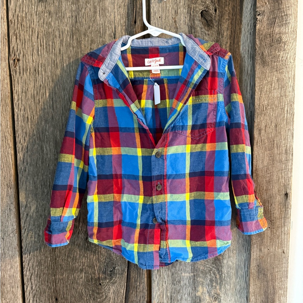 Cat & Jack Red and Blue Button Down Shirt